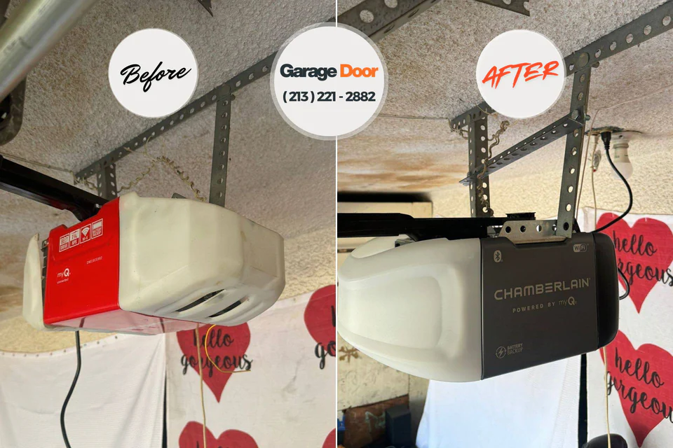 Before and after: garage door repair Kiel, WI